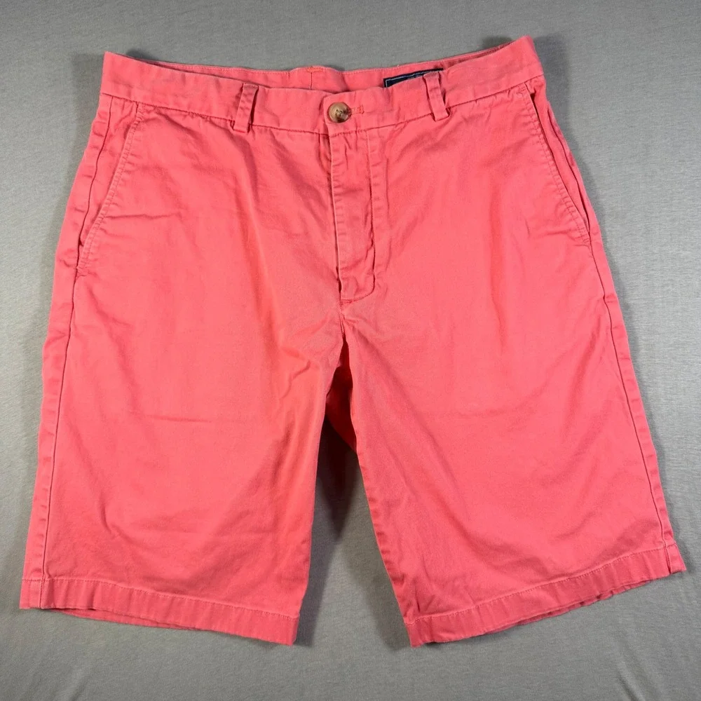 Vineyard Vines Mens 34 Coral Salmon 9 Inch Breaker Chino Shorts Stretch Cotton